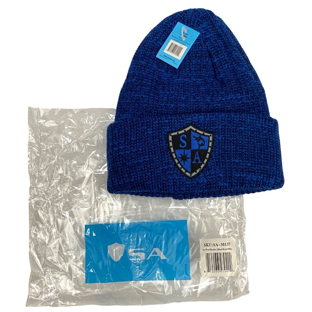 Soul of Adventure SA Co Wool Beanie Embroidered Shield Mixed Royal Blue Lined